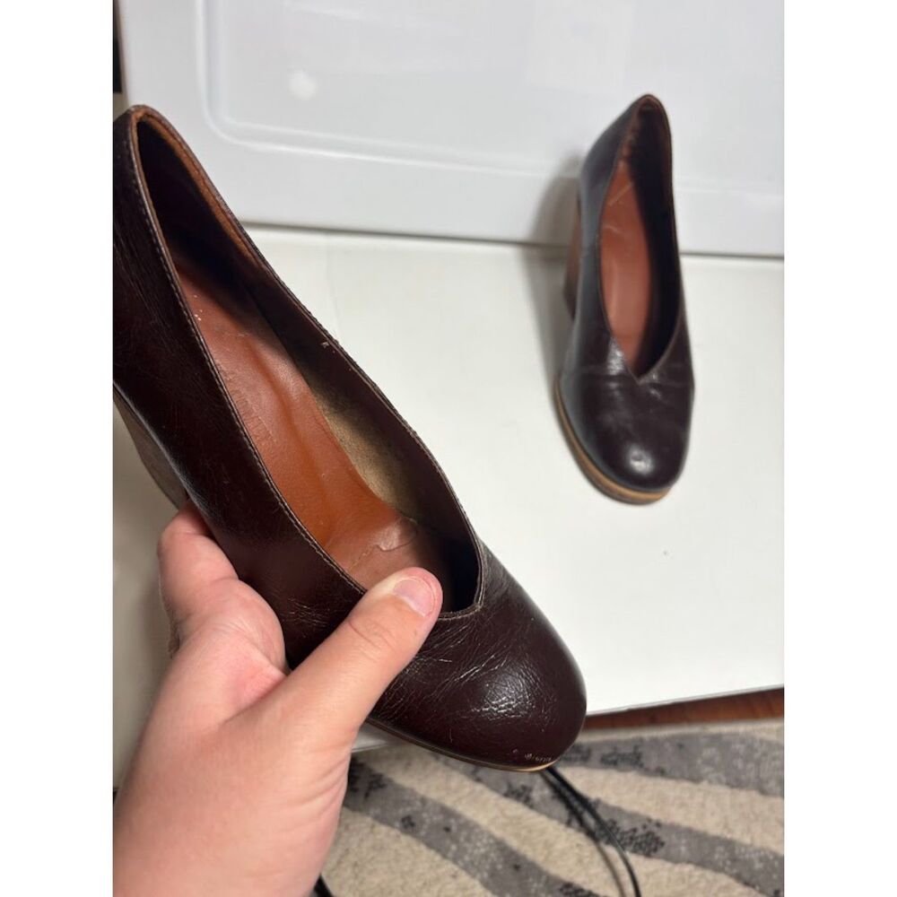 Rachel Comey Falk Pump Block Heel Leather Size 6 Oxblood Dark Brown Minimalist - Picture 4 of 5